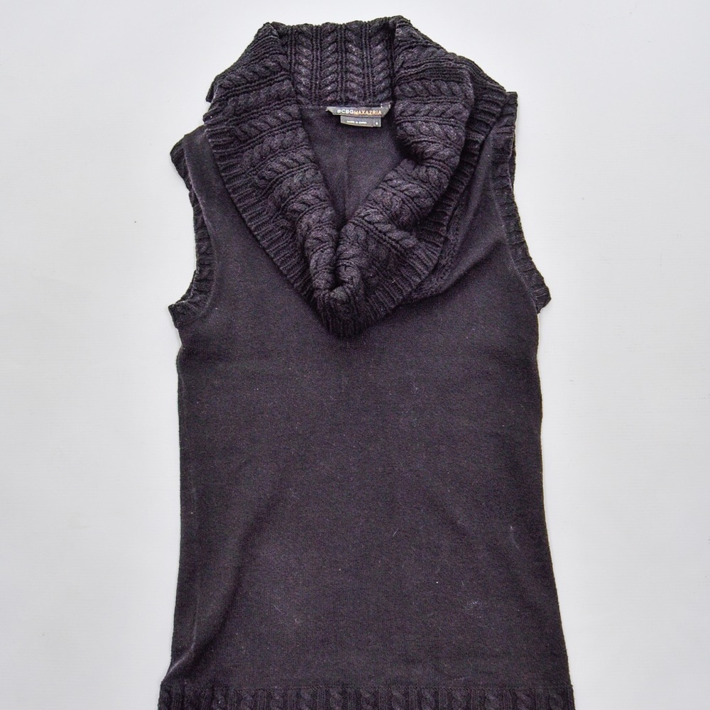 BCBG Max Azria Black Cowl Neck Sleeveless Sweater S